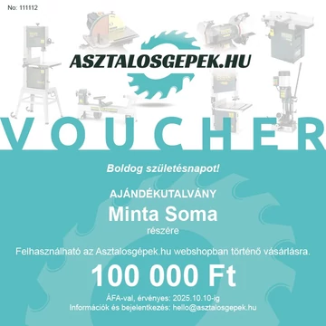 Ajándékutalvány 100 000 Ft értékben webshop vásárlásra