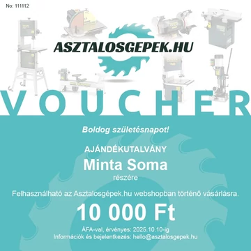 Ajándékutalvány 10 000 Ft értékben webshop vásárlásra
