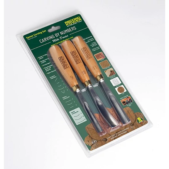 3 db -os kiegészítő fafaragó véső készlet, kanálvésők